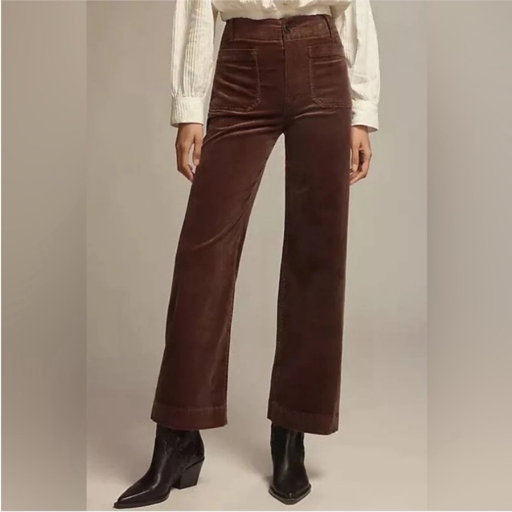 Anthropologie x Maeve Colette Wide-Leg Full Length Corduroy Pants Brown 33 NWT - Picture 2 of 14